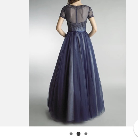 Basix Black Label Embellished Tulle Cap-Sleeve Black Ball Gown - Picture 10 of 10